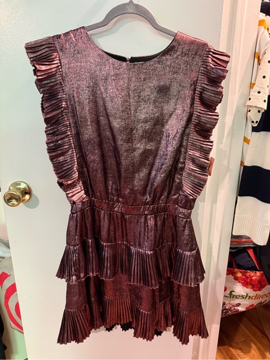 TCEC Dresses & Skirts - Metallic Burgundy Ruffle Tiered Kids Dress